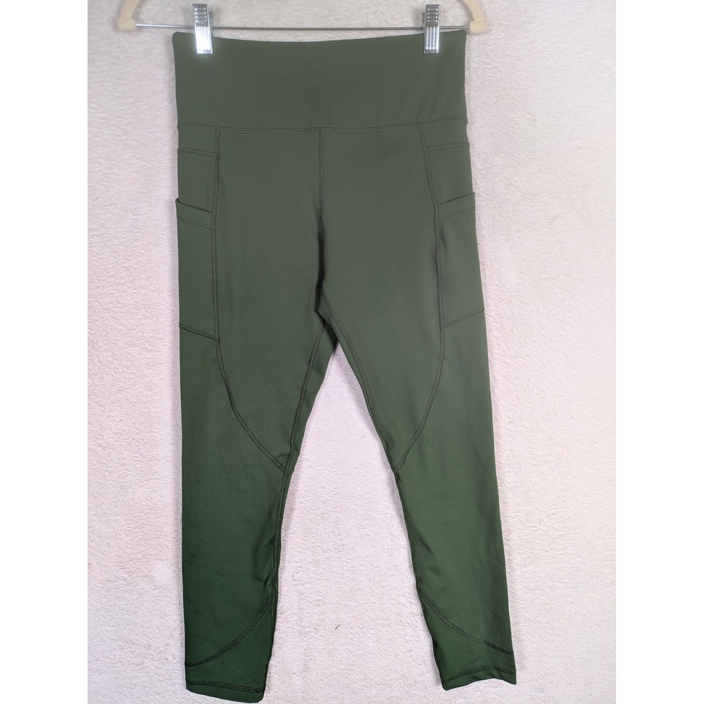 Zyia Active Leggings Women's 6-8 Olive Green High Rise Side Pockets Compression